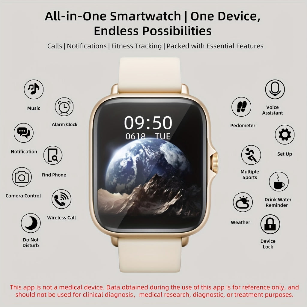 Smart Watch, 1.83" Full Touch Screen, Activity Tracker with Call & Message Functions, Pedometer, Multiple Sports Modes, Compatible with IOS/Android Devices, Simple Style, Ideal Gift for Any Occasion - The Superior Findings Depot