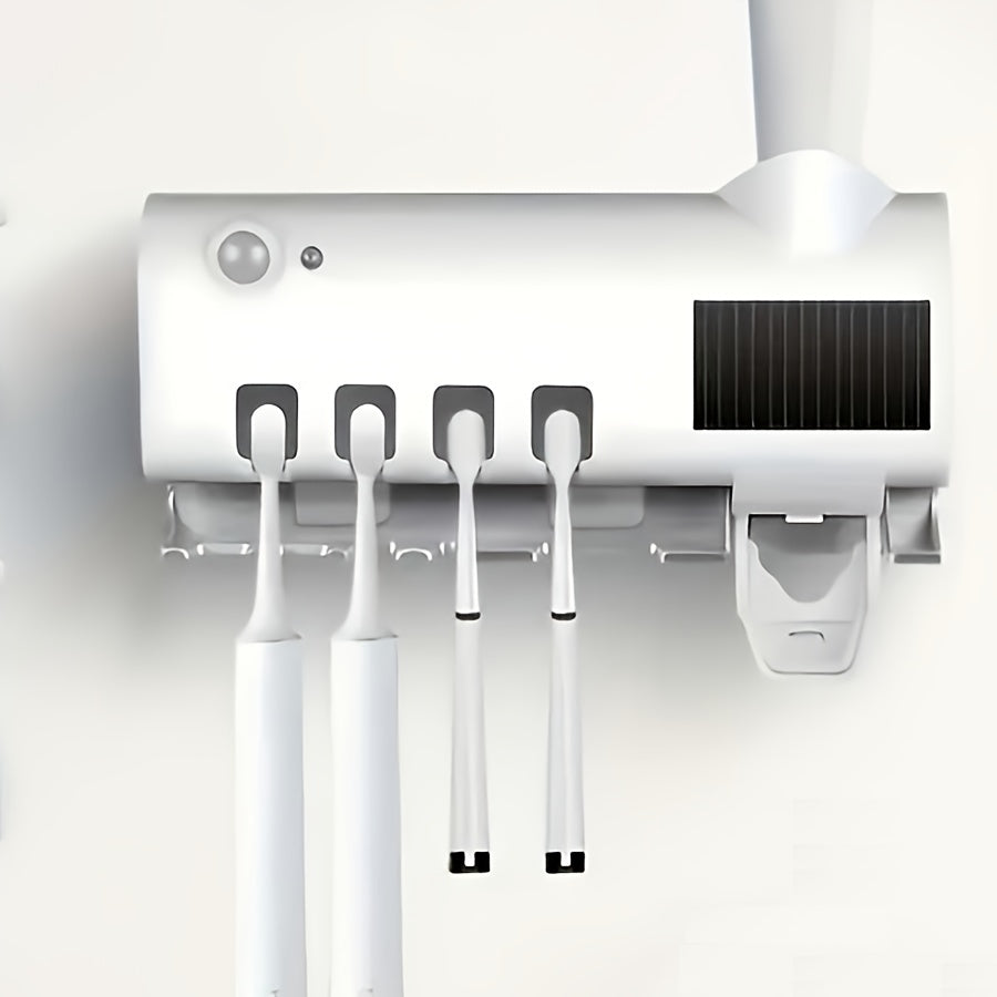 Contemporary Wall-Mounted Toothbrush Holder - Automatic Toothpaste Dispenser USB
