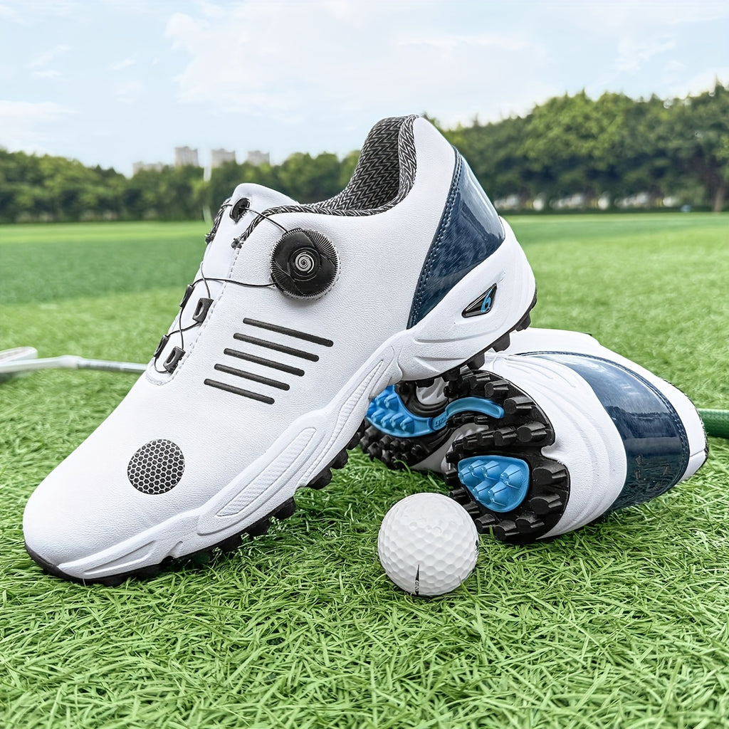 Men's Lightweight Golf Shoes with All-Day Traction - Breathable Synthetic & Rubber Sole for Grass Courses, Casual Wear & Outdoor Sports - White/Black Design, Casual Wear Shoes | Casual Athletic Design | Durable Rubber Sole, G