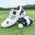 Men's Lightweight Golf Shoes with All-Day Traction - Breathable Synthetic & Rubber Sole for Grass Courses, Casual Wear & Outdoor Sports - White/Black Design, Casual Wear Shoes | Casual Athletic Design | Durable Rubber Sole, G