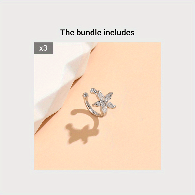 [For Ladies Zirconia Flower Earring] A Delicate And Simple Zirconia Flower Clip-on Earring For Ladies, A Gorgeous Jewelry Accessory.