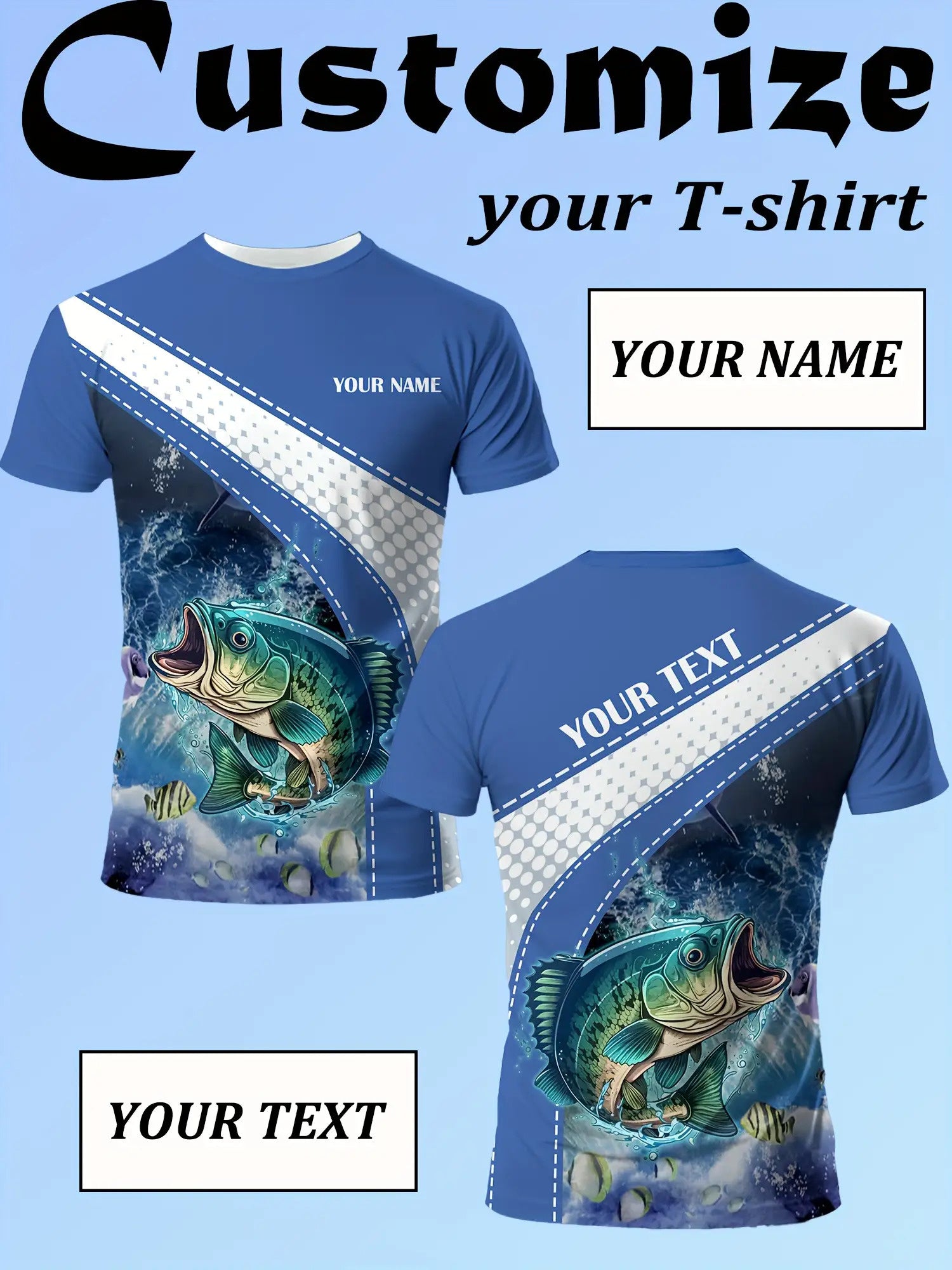 Custom Men's Fishing-Themed Short Sleeve T-Shirt - Personalized Name