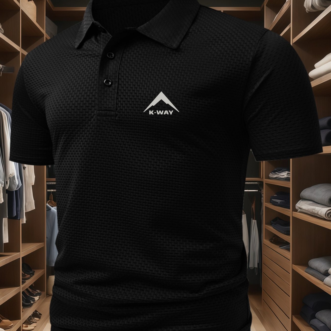 Men's Casual Golf Business Polo Shirt - Large Size Geometric Pattern