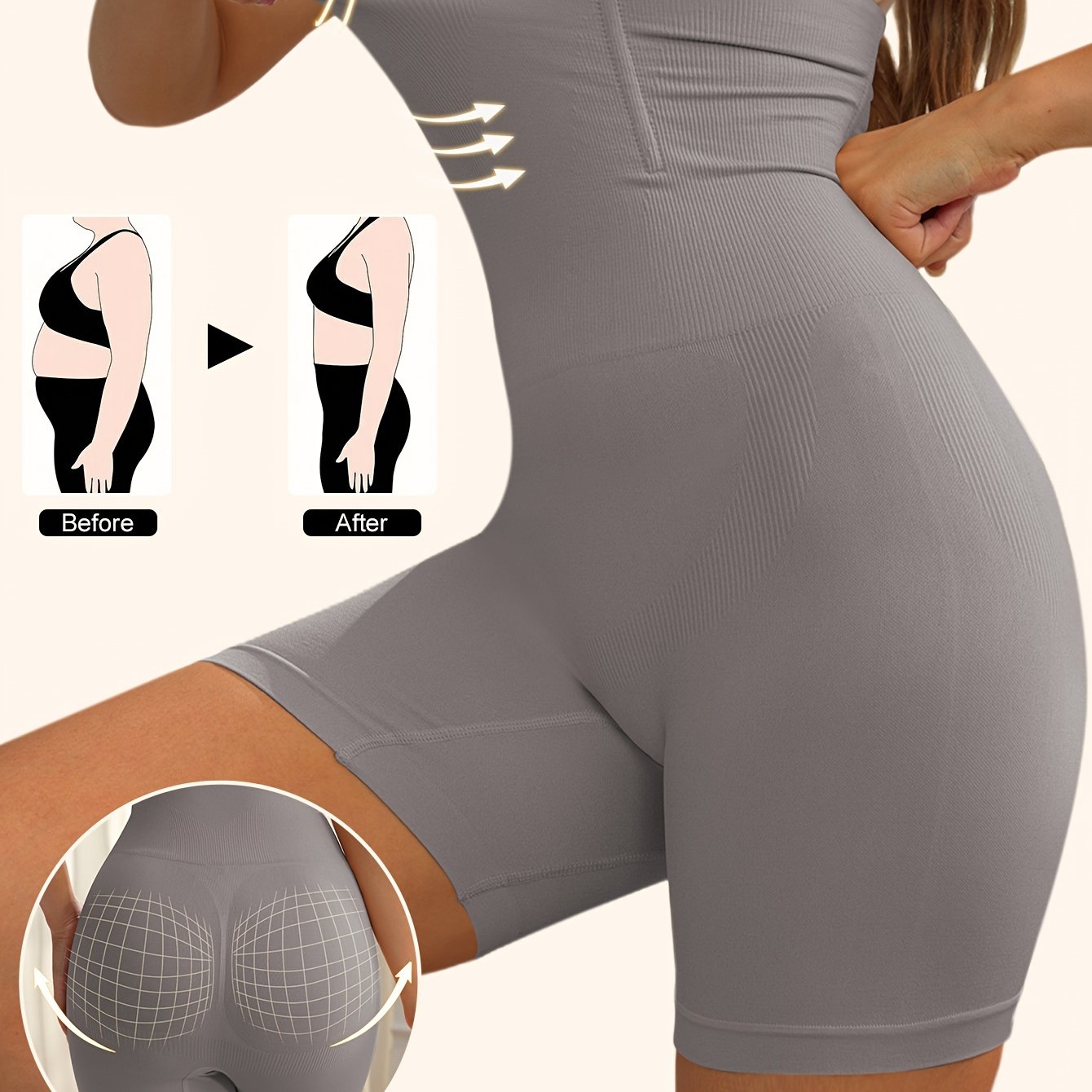 Tummy Control High Waist Sports Shorts, Waist Shaping Running Yoga Shorts, Women's Activewear Wide Waistband - The Superior Findings Depot