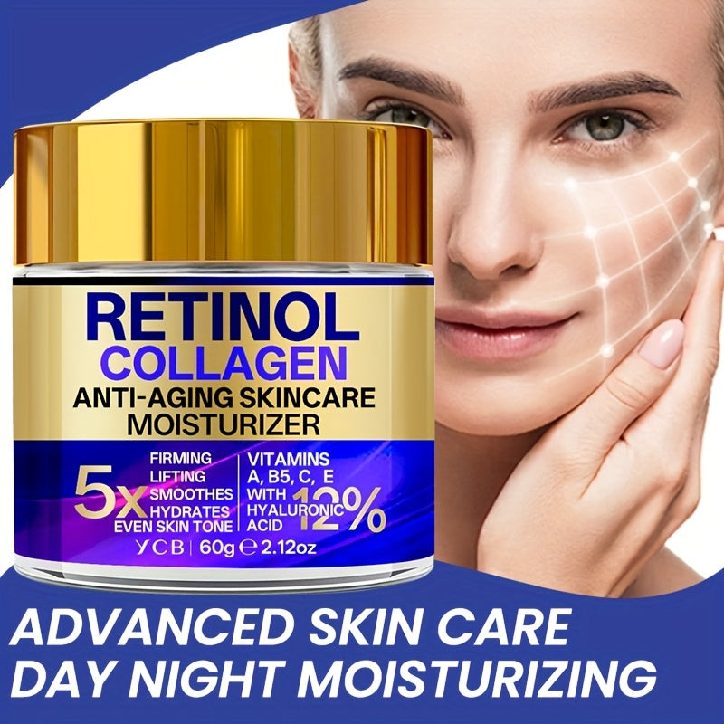 YCB Retinol Collagen Moisturizing Cream 60g/2.12oz - Face Cream with Hyaluronic Acid, Vitamin E, Shea Butter & Caffeine - Firms, Lifts Sagging Light Beige, Improves Elasticity, Even Light Beige, All Light Beige Types, Advance - The Superior Findings Depot