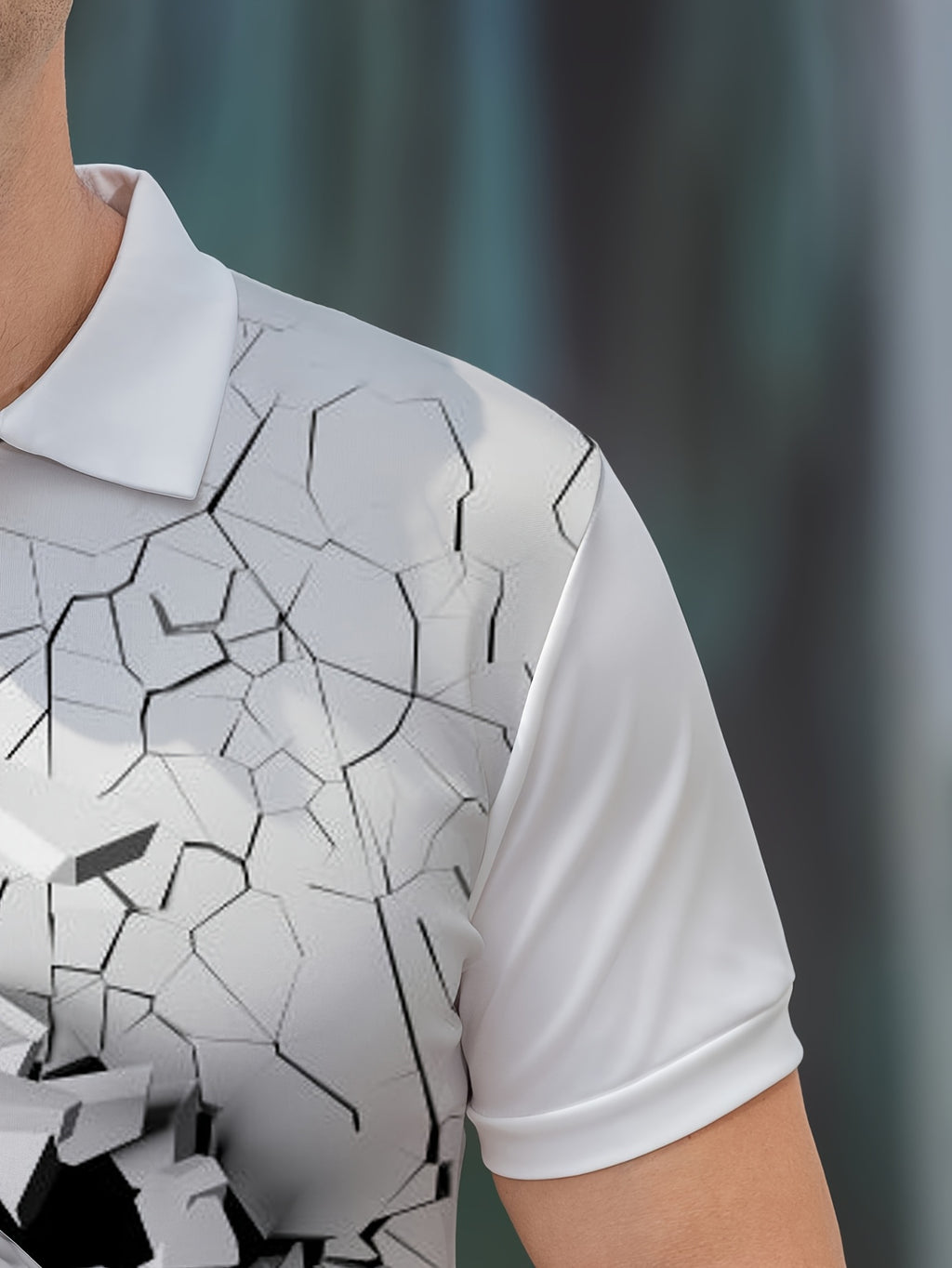 Fashion Simple Printed Shirt Casual Turnover Collar Men's Shirt Summer Breathable Golf Shirt Short Sleeve Sports Top