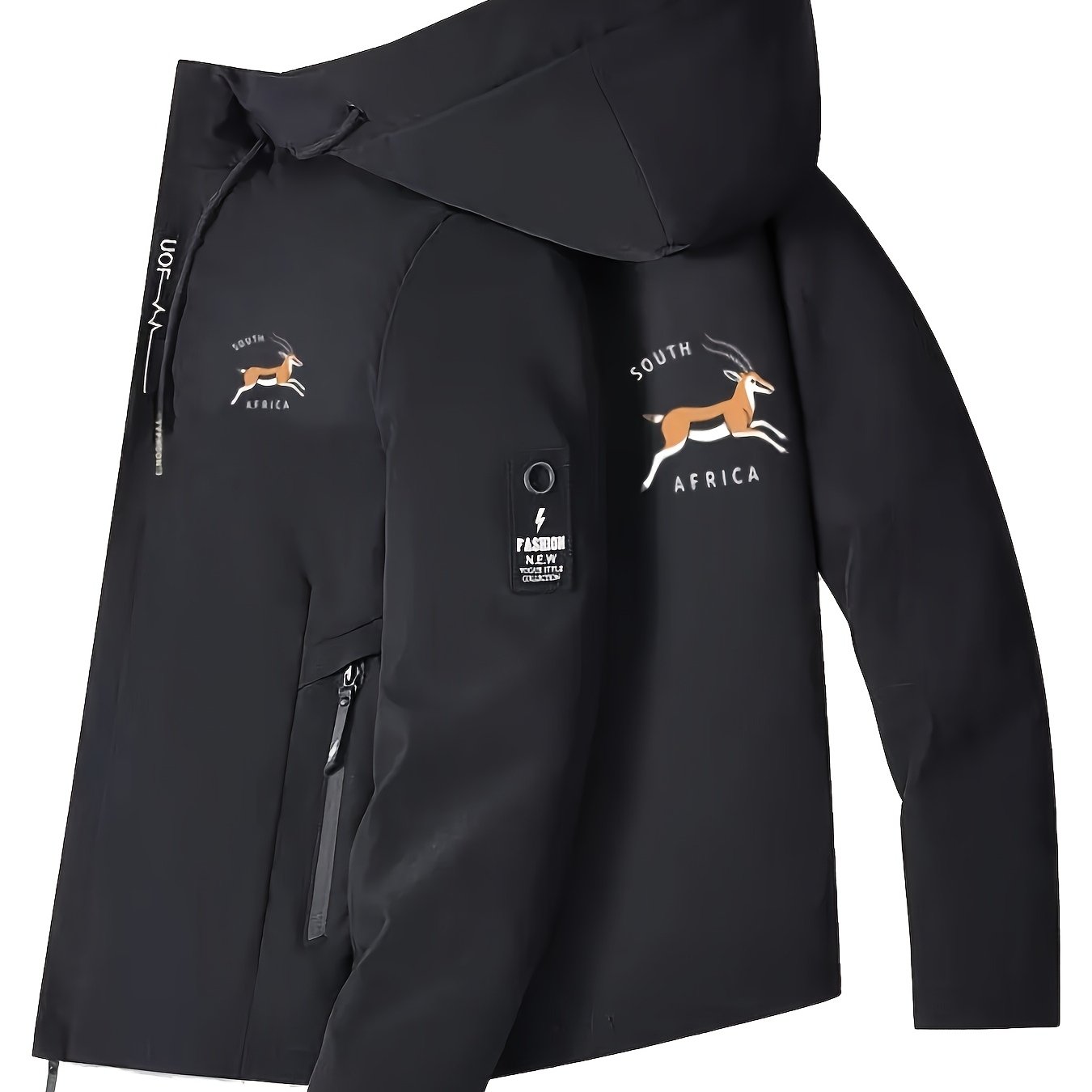 [Lightweight Hooded Jacket] Men's Lightweight Hooded Jacket - Beige Zip-Up Coat with Drawstring Hood, Non-Stretch Fabric for Formal & Casual Outfits - Everyday & Special Events - Model 932, South African Men' Rugby Jacket, Af - The Superior Findings Depot