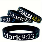 Silicone Wristbands with Inspirational Bible Verses - Black Religious Faith Bracelets for Men & Women, Motivational Scripture Quotes, Durable Comfort Fit for Daily Wear & Spiritual Encouragement, Faith Accessories, Spiritual - The Superior Findings Depot