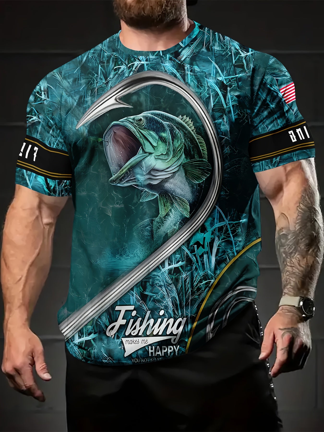 Men's Fish Pattern T-Shirt - Summer Outdoor Leisure Sports