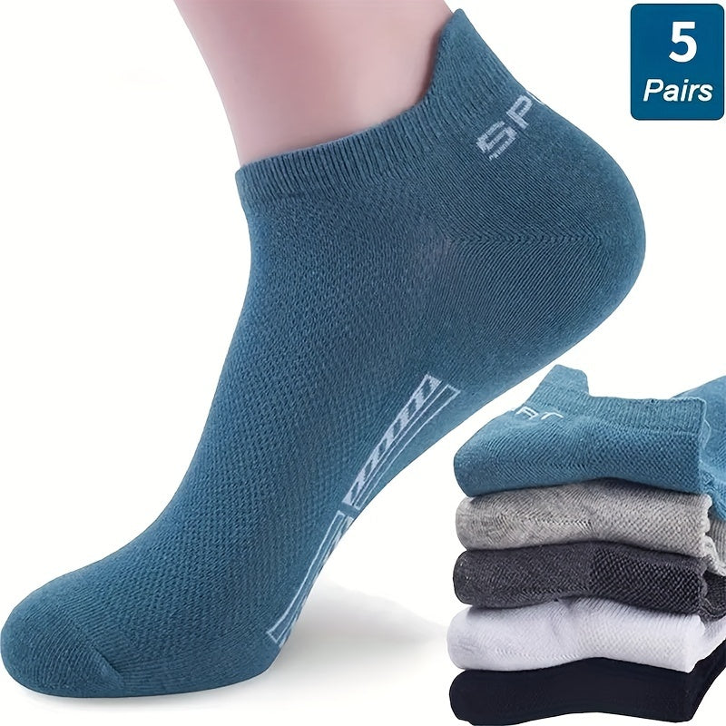 5 Pairs Unisex Graphic Letter Socks - Breathable, Moisture-Wicking, Low-Cut Ankle Socks for Sports, Fitness, and Casual Wear - Soft, Stretchy, and Comfortable Women's Stockings and Hosiery - The Superior Findings Depot