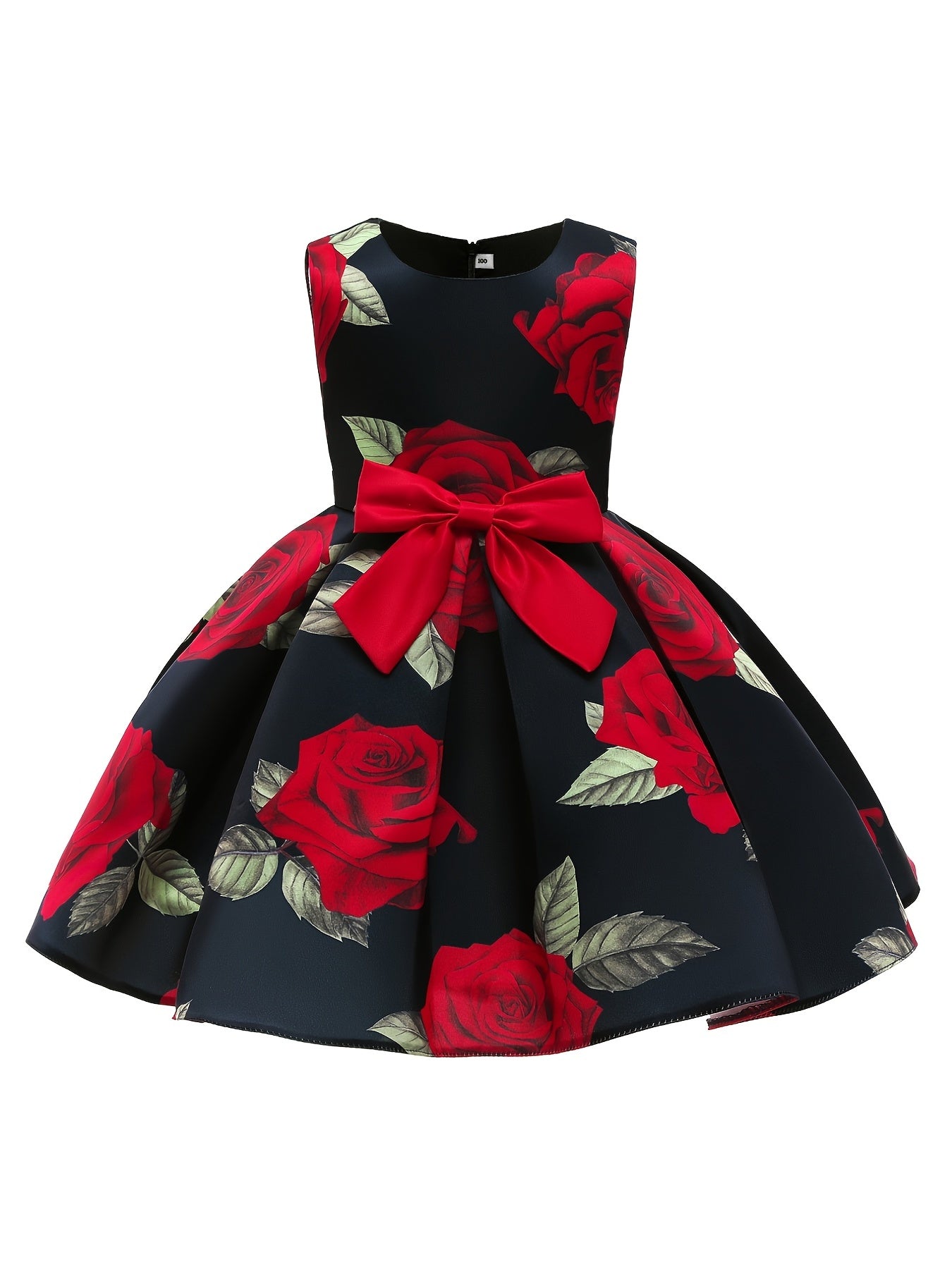 Girls Princess Dress - Floral Print Bowknot Formal Pageant Gown