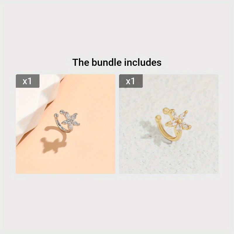 [For Ladies Zirconia Flower Earring] A Delicate And Simple Zirconia Flower Clip-on Earring For Ladies, A Gorgeous Jewelry Accessory.