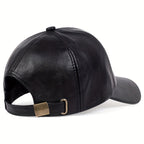 1pc Men's British PU Leather Baseball Cap Adjustable Breathable Casual Hat Spring/Summer/Autumn/Winter Hat Christmas Gift - The Superior Findings Depot