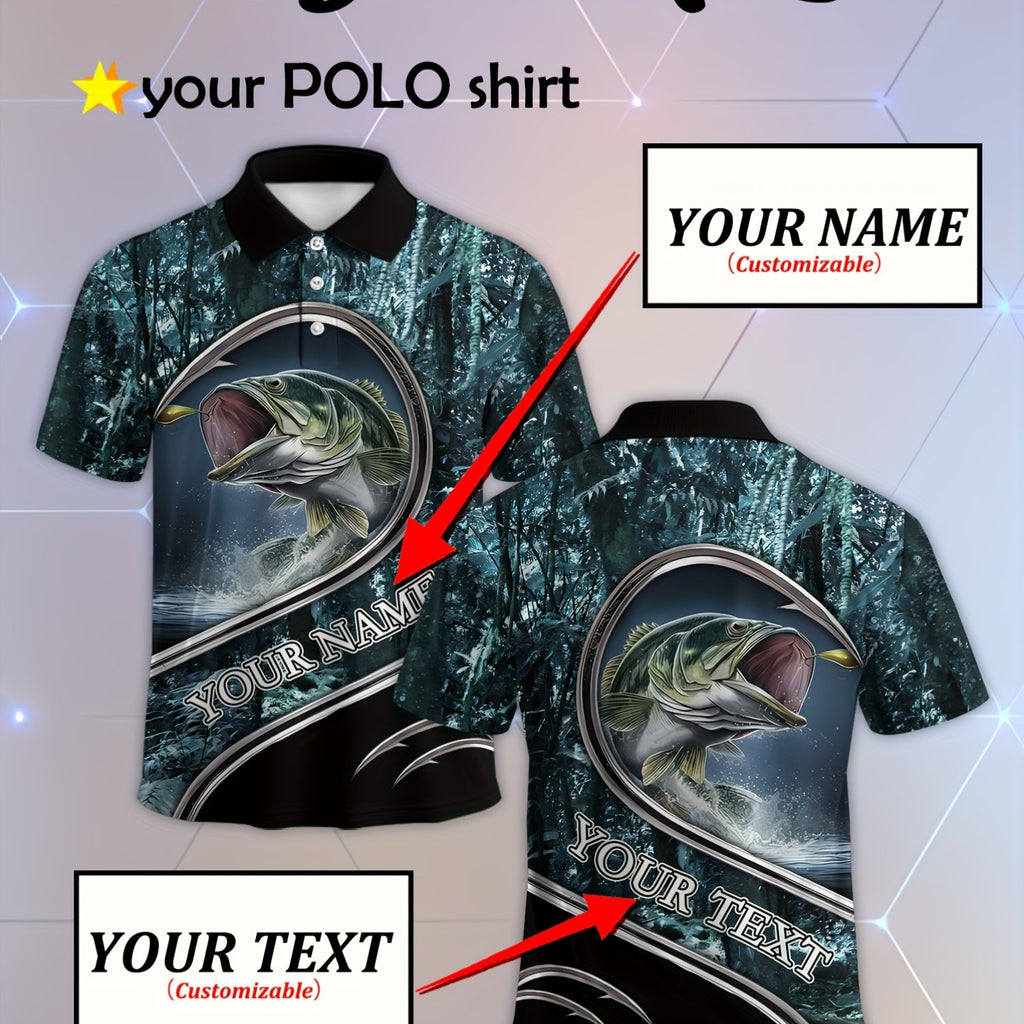Customizable Men's Summer Polo - Tropical Fishing & Hook 3D Print