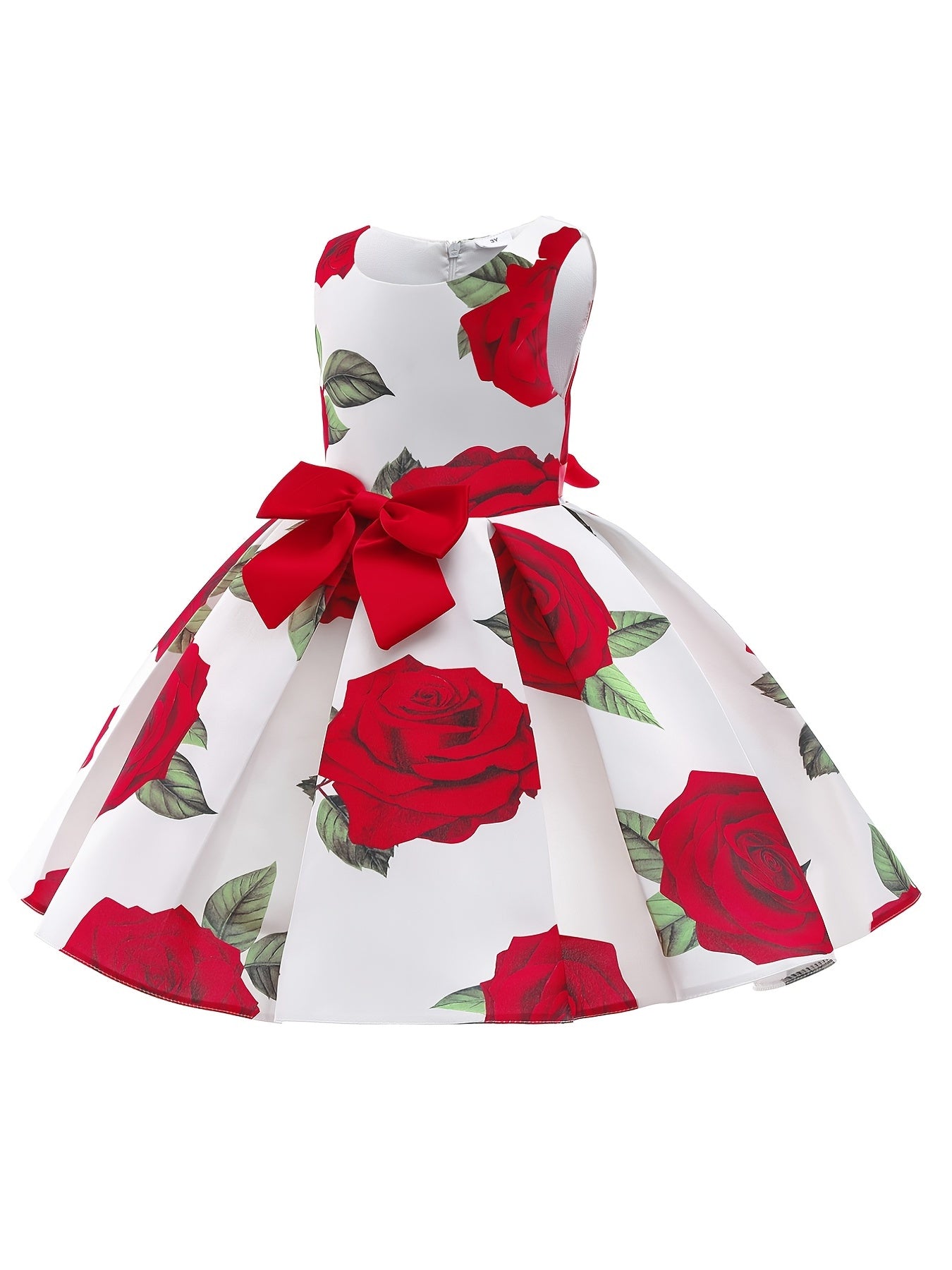 Girls Princess Dress - Floral Print Bowknot Formal Pageant Gown