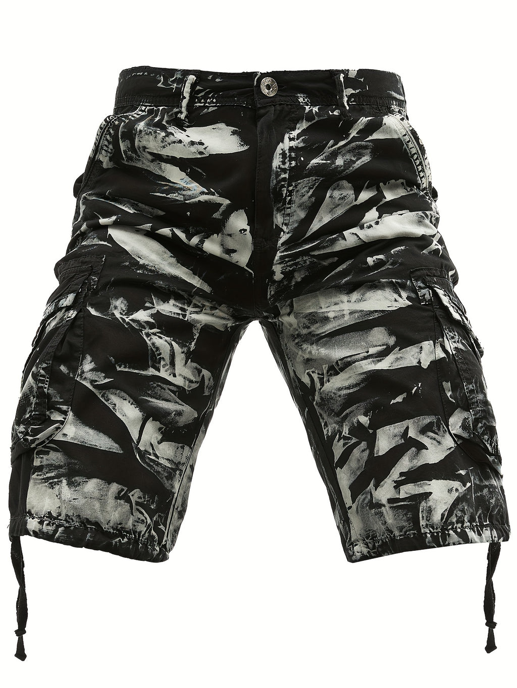 Men's Pure Tie-Dye Washed Outdoor Multi-Pocket Cargo Shorts