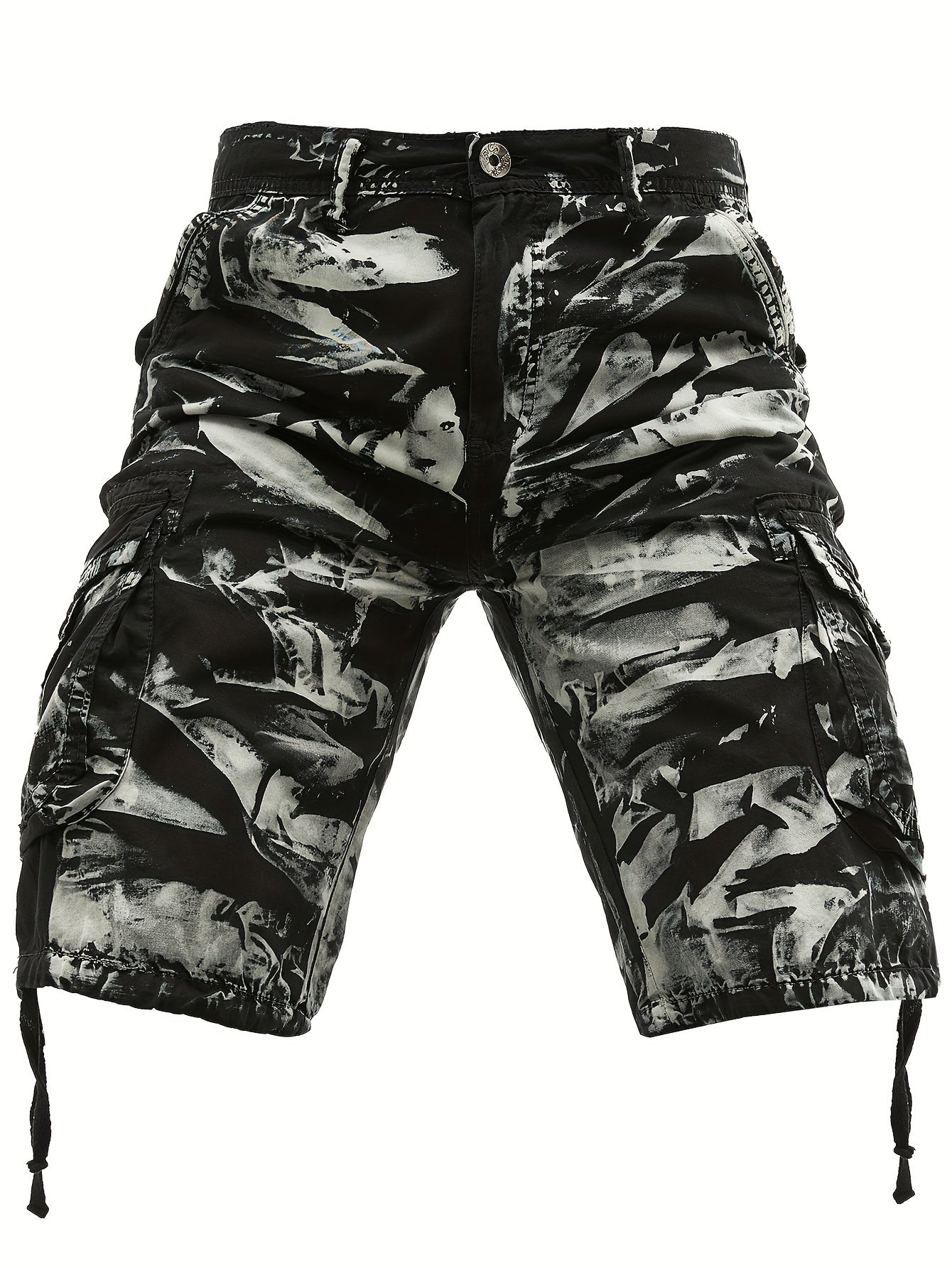 Men's Pure Tie-Dye Washed Outdoor Multi-Pocket Cargo Shorts
