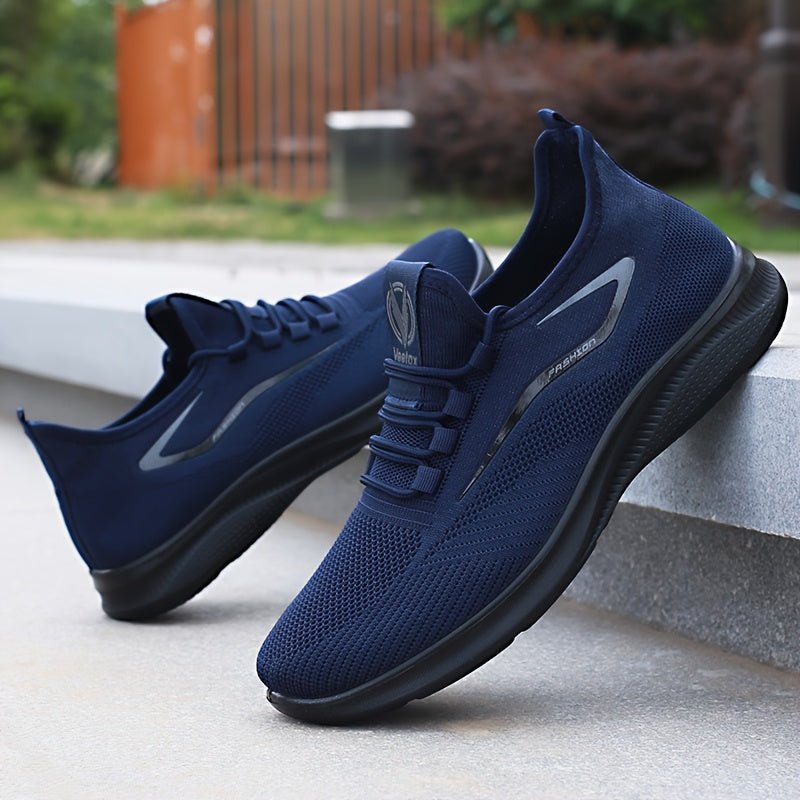 Men's Lightweight Slip-Resistant Casual Sneakers - Breathable Mesh & Fabric Upper, Durable PU Sole, Round Toe Low-Top Design for Hiking, Outdoor, Travel & Daily Wear - All-Season Comfort, Hiking Shoes, Outdoor Footwear, Sleek - The Superior Findings Depot