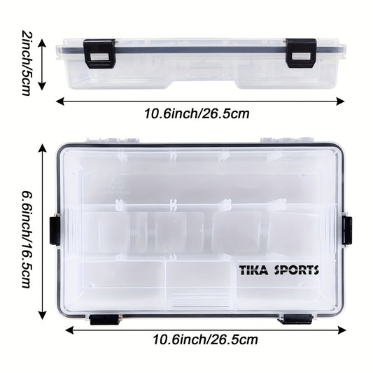 2pcs Waterproof Fishing Tackle Boxes, Hooks Storage Trags Organizer Box, Transparent Adjustable Dividers, Hold Terminal Fishing Tackle And Lure Box (26.92X16.76X5.08cm-2pc Transparent)