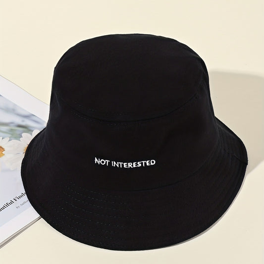 Embroidered Beach Bucket Hat - Lightweight, Solid Color, Sunscreen, Travel-Friendly Fisherman Cap for Outdoor Activities - Perfect for Beach, Travel, and Leisure