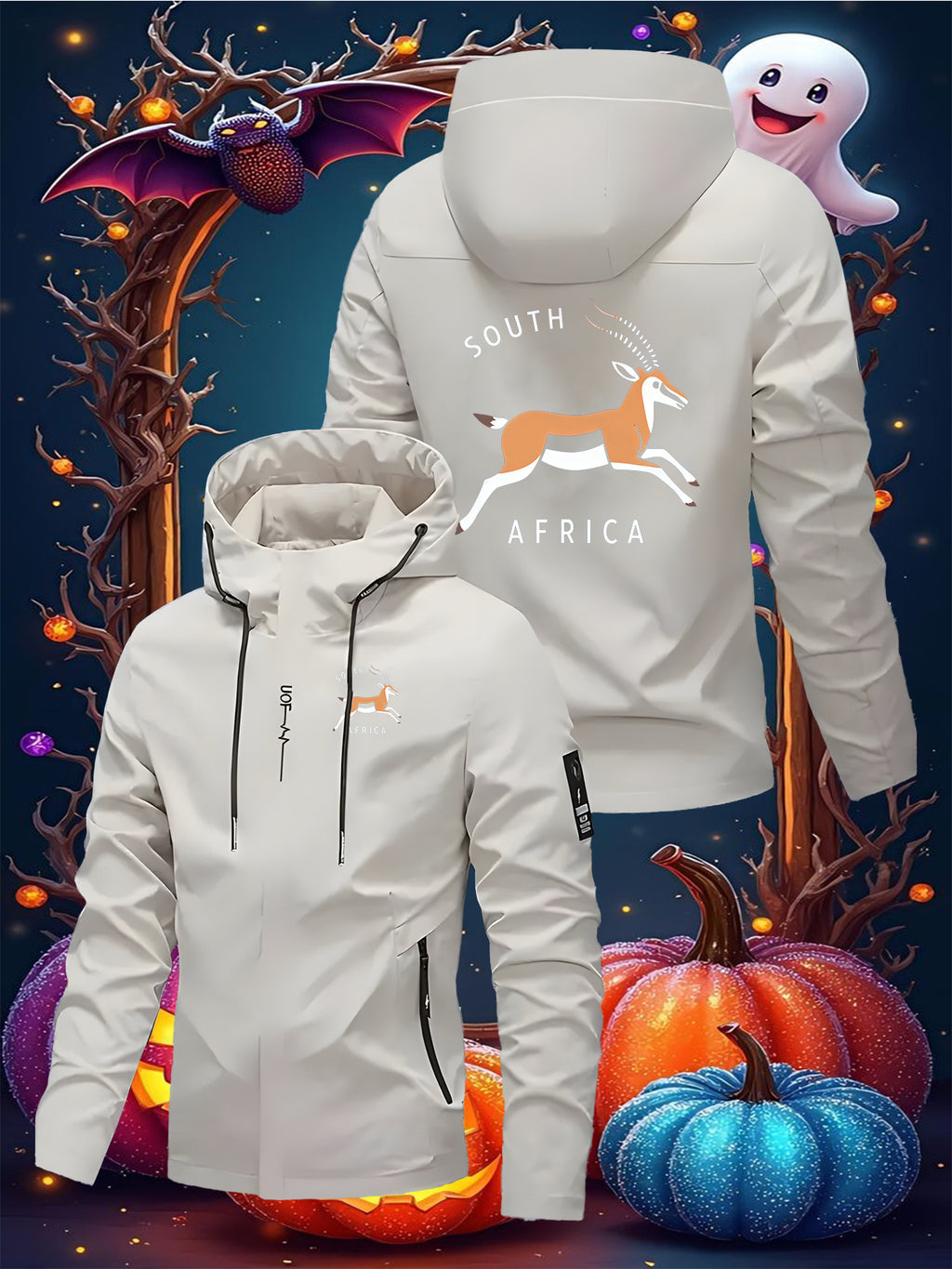 Men's South Africa Inspired Graphic Hooded Jacket - Antelope Print