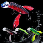 1pc ANFS Jointed Craw Lure - Realistic Artificial Fishing Bait with Multiple Hooks, Vibrant Red & Black Design, Durable ABS Material for Bass, Walleye, Crappie - Ideal for Christmas, Valentine'S Day, Father'S Day Gifts, Bass - The Superior Findings Depot