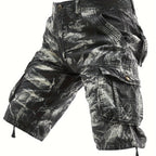 Men's Pure Tie-Dye Washed Outdoor Multi-Pocket Cargo Shorts