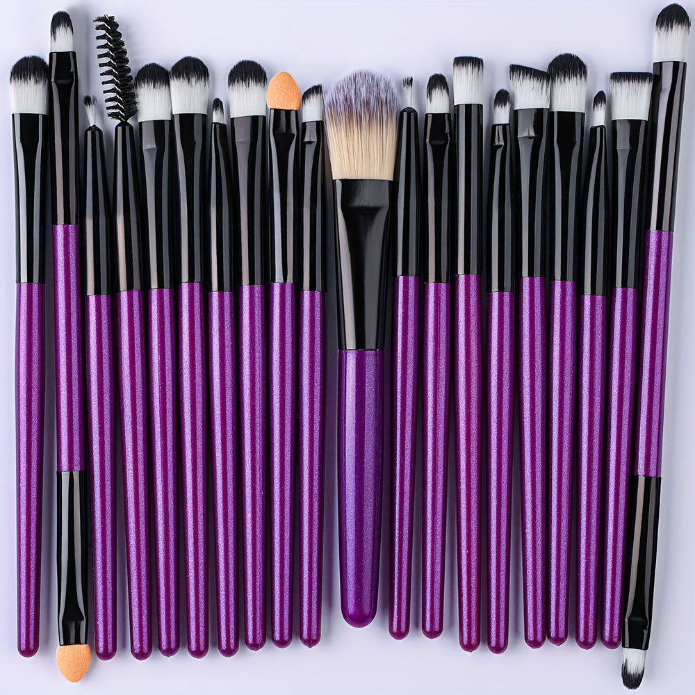 20-Piece Hypoallergenic Makeup Brush Set with Nylon Bristles - Luxe Palm Brushes for Foundation, Blush, Eye Shadow, Eyebrow, & Lip, All Skin Types, ABS Rod - Professional & Beginner Kit, Travel-Friendly - The Superior Findings Depot