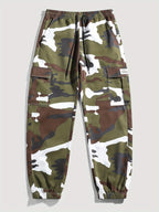 Men's Camouflage Cargo Pants - High-Waisted Loose-Fit Camo