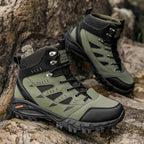 Heavy-Duty High-Top Outdoor Boots - Olive Green/Grey All-Terrain