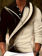 Men's Long Sleeve Shirt - Casual Print Button Lapel