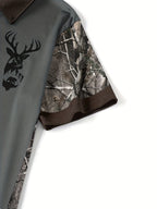 Men's Camouflage Sleeve Shirt - Khaki Base with Elk Print
