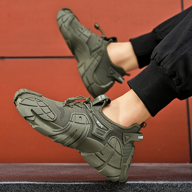 Men's Breathable Knit Sneakers - Soft Non-Slip Olive Green