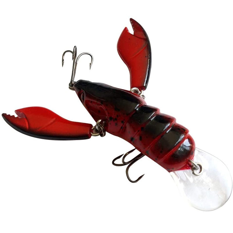 1pc ANFS Jointed Craw Lure - Realistic Artificial Fishing Bait with Multiple Hooks, Vibrant Red & Black Design, Durable ABS Material for Bass, Walleye, Crappie - Ideal for Christmas, Valentine'S Day, Father'S Day Gifts, Bass - The Superior Findings Depot