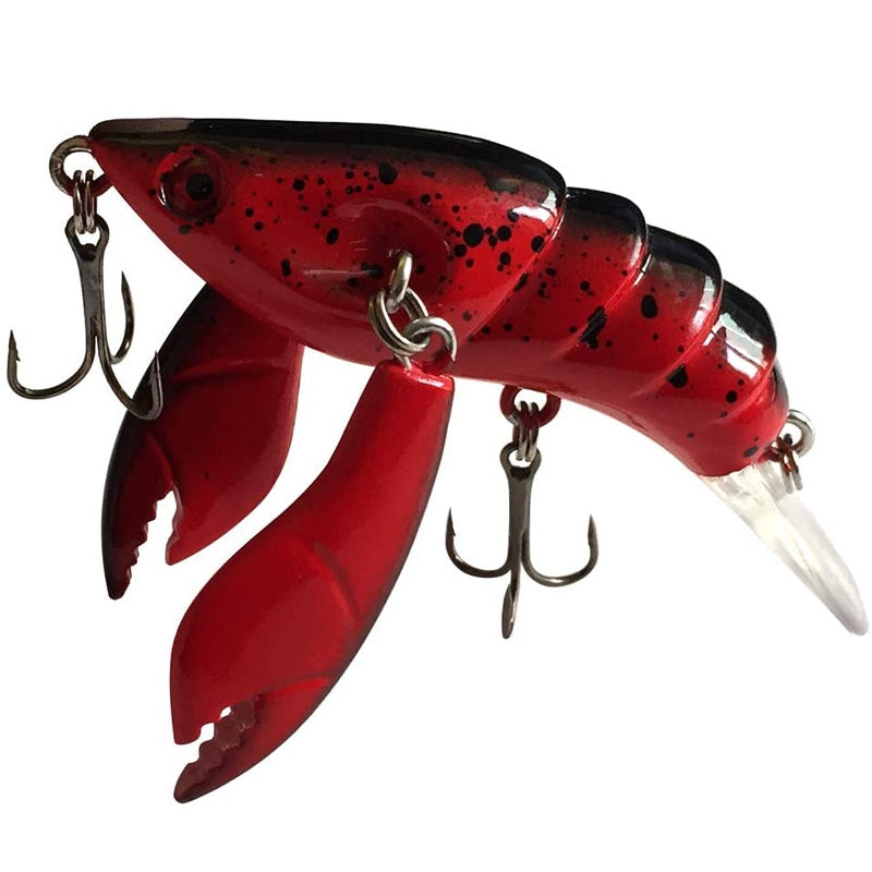 1pc ANFS Jointed Craw Lure - Realistic Artificial Fishing Bait with Multiple Hooks, Vibrant Red & Black Design, Durable ABS Material for Bass, Walleye, Crappie - Ideal for Christmas, Valentine'S Day, Father'S Day Gifts, Bass - The Superior Findings Depot
