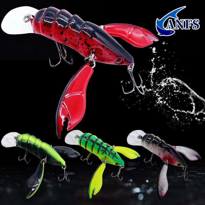 1pc ANFS Jointed Craw Lure - Realistic Artificial Fishing Bait with Multiple Hooks, Vibrant Red & Black Design, Durable ABS Material for Bass, Walleye, Crappie - Ideal for Christmas, Valentine'S Day, Father'S Day Gifts, Bass - The Superior Findings Depot