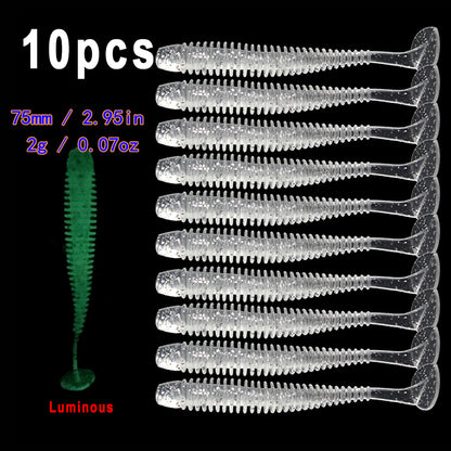 10pcs/Lot Soft Lures Silicone Worms Baits, Jigging Wobblers Izintambo Zokudoba, Ama-Swimbaits Okwenziwa Nge-Bass Carp Tackle, 5cm 6cm 7.5cm