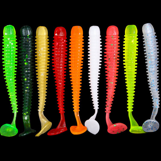 10pcs/Lot Soft Lures Silicone Worms Baits, Jigging Wobblers Fishing Lures, Artificial Swimbaits For Bass Carp Tackle, 5cm 6cm 7.5cm