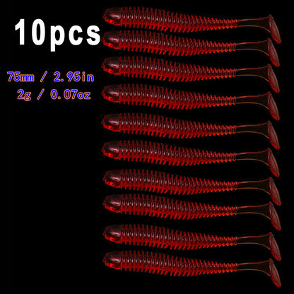 10pcs/Lot Soft Lures Silicone Worms Baits, Jigging Wobblers Izintambo Zokudoba, Ama-Swimbaits Okwenziwa Nge-Bass Carp Tackle, 5cm 6cm 7.5cm