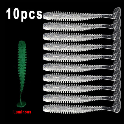 10pcs/Lot Soft Lures Silicone Worms Baits, Jigging Wobblers Izintambo Zokudoba, Ama-Swimbaits Okwenziwa Nge-Bass Carp Tackle, 5cm 6cm 7.5cm