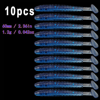 10pcs/Lot Soft Lures Silicone Worms Baits, Jigging Wobblers Izintambo Zokudoba, Ama-Swimbaits Okwenziwa Nge-Bass Carp Tackle, 5cm 6cm 7.5cm