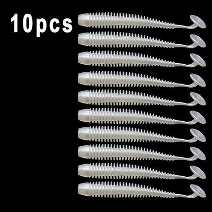 10pcs/Lot Soft Lures Silicone Worms Baits, Jigging Wobblers Izintambo Zokudoba, Ama-Swimbaits Okwenziwa Nge-Bass Carp Tackle, 5cm 6cm 7.5cm