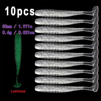 10pcs/Lot Soft Lures Silicone Worms Baits, Jigging Wobblers Izintambo Zokudoba, Ama-Swimbaits Okwenziwa Nge-Bass Carp Tackle, 5cm 6cm 7.5cm
