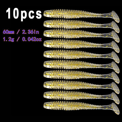10pcs/Lot Soft Lures Silicone Worms Baits, Jigging Wobblers Izintambo Zokudoba, Ama-Swimbaits Okwenziwa Nge-Bass Carp Tackle, 5cm 6cm 7.5cm