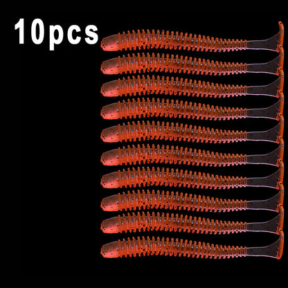 10pcs/Lot Soft Lures Silicone Worms Baits, Jigging Wobblers Izintambo Zokudoba, Ama-Swimbaits Okwenziwa Nge-Bass Carp Tackle, 5cm 6cm 7.5cm