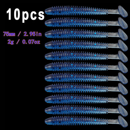 10pcs/Lot Soft Lures Silicone Worms Baits, Jigging Wobblers Izintambo Zokudoba, Ama-Swimbaits Okwenziwa Nge-Bass Carp Tackle, 5cm 6cm 7.5cm