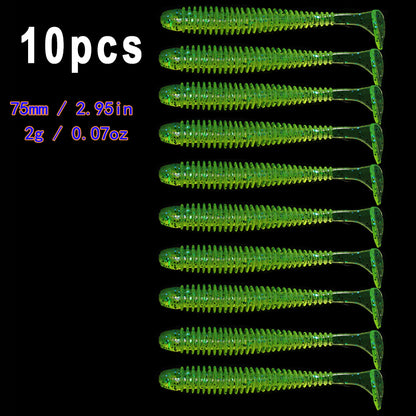 10pcs/Lot Soft Lures Silicone Worms Baits, Jigging Wobblers Izintambo Zokudoba, Ama-Swimbaits Okwenziwa Nge-Bass Carp Tackle, 5cm 6cm 7.5cm