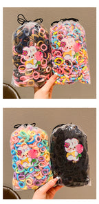 100 Pcs/Bag Children Cute Cartoon Elastic Hair Bands, Girls Lovely Srunchies Rubber Bands, Kid Hair Accessories, Ideal choice for Gifts - The Superior Findings Depot
