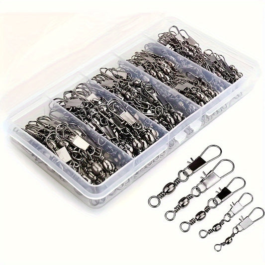 50/200pcs Durable Lure Connector, High Strength Swivel With Interlock Snap, Fishing Accessories