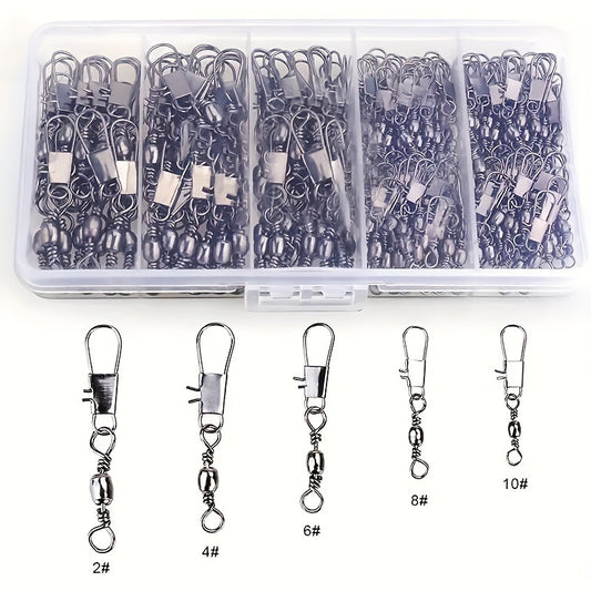 50/200pcs Durable Lure Connector, High Strength Swivel With Interlock Snap, Fishing Accessories